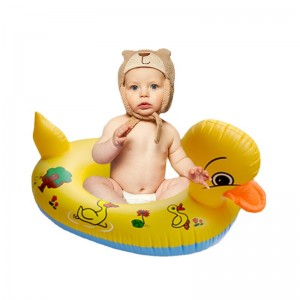 Children\'s carton swimming ring Toy,PVC yellow duck inflatable water ride for kids