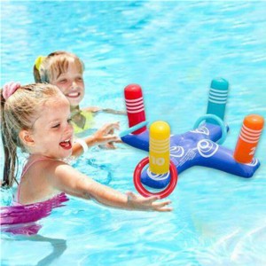Floating Swimming Ring Toss Water Toys Set  , Inflatable Ring Toss Game,   Kids Adult Indoor Outdoor Game Party