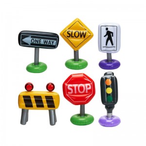 Manufacturers custom PVC inflatable traffic signs blowing roadblocks triangle road signs warning signs PVC toy